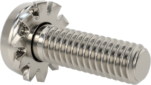 Paslanmaz Çelik Silindir Başlı Vidalar, Dış Dişli Pul ile, M2,5 x 0,45 mm Diş, 8 mm Uzunluk