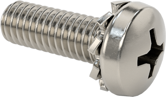 Paslanmaz Çelik Silindir Başlı Vidalar, Dış Dişli Pul ile, M4 x 0,7 mm Diş, 12 mm Uzunluk