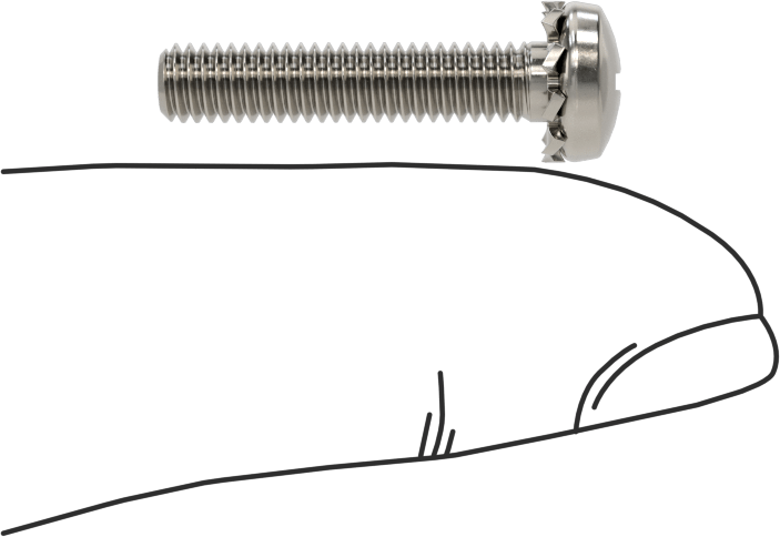 Paslanmaz Çelik Silindir Başlı Vidalar, Dış Dişli Pul ile, M4 x 0,7 mm Diş, 20 mm Uzunluk