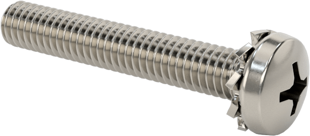 Paslanmaz Çelik Silindir Başlı Vidalar, Dış Dişli Pul ile, M4 x 0,7 mm Diş, 25 mm Uzunluk