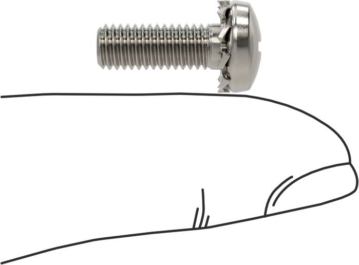 Paslanmaz Çelik Silindir Başlı Vidalar, Dış Dişli Pul ile, M5 x 0,8 mm Diş, 14 mm uzunluk