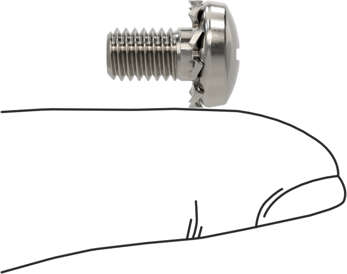 Paslanmaz Çelik Silindir Başlı Vidalar, Dış Dişli Kilit Pul ile, M6 x 1 mm Diş, 10 mm Uzunluk