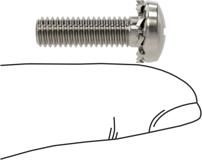 Paslanmaz Çelik Silindir Başlı Vidalar, Dış Dişli Kilit Pul ile, M6 x 1 mm Diş, 20 mm Uzunluk