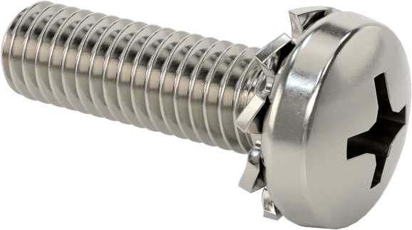 Paslanmaz Çelik Silindir Başlı Vidalar, Dış Dişli Kilit Pul ile, M6 x 1 mm Diş, 20 mm Uzunluk