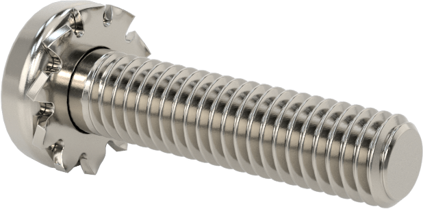Paslanmaz Çelik Silindir Başlı Vidalar, Dış Dişli Kilit Pul ile, M6 x 1 mm Diş, 25 mm Uzunluk