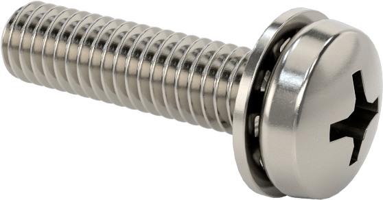 Paslanmaz Çelik Silindir Başlı Vidalar, İç Dişli Pullu, M4 x 0,7 mm Diş, 16 mm Uzunluk