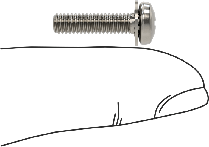 Paslanmaz Çelik Silindir Başlı Vidalar, İç Dişli Pullu, M4 x 0,7 mm Diş, 16 mm Uzunluk