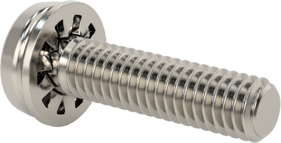 Paslanmaz Çelik Silindir Başlı Vidalar, İç Dişli Pullu, M4 x 0,7 mm Diş, 16 mm Uzunluk