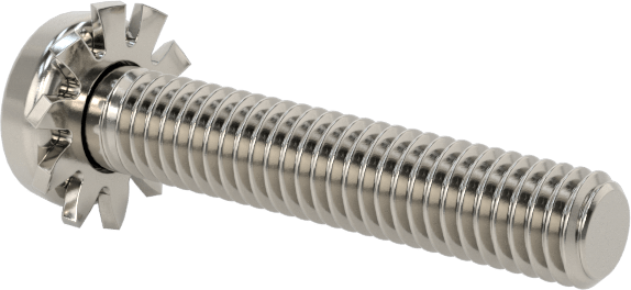 Paslanmaz Çelik Silindir Başlı Vidalar, Dış Dişli Pul ile, M3 x 0,5 mm Dişli, 16 mm Uzunluk