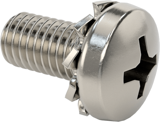Paslanmaz Çelik Silindir Başlı Vidalar, Dış Dişli Pul ile, M5 x 0,8 mm Diş, 10 mm Uzunluk