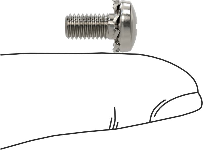 Paslanmaz Çelik Silindir Başlı Vidalar, Dış Dişli Pul ile, M5 x 0,8 mm Diş, 10 mm Uzunluk