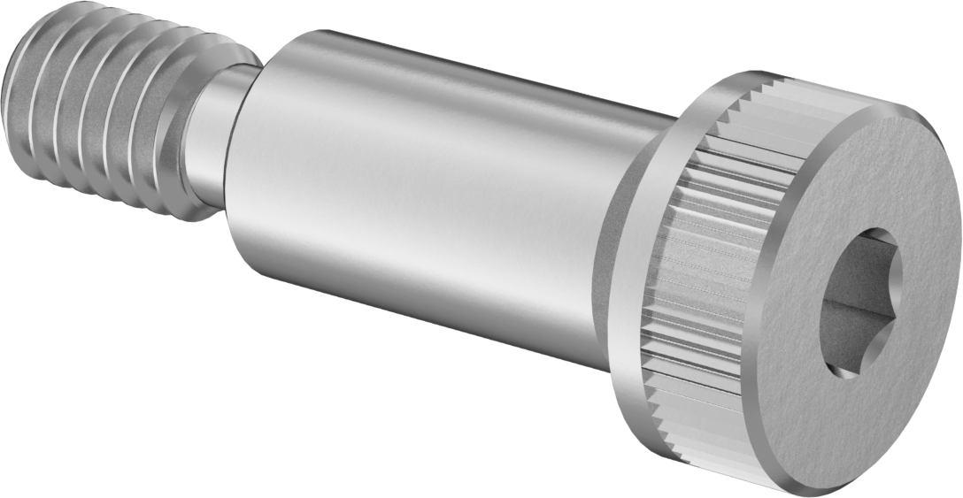 18-8 Paslanmaz Çelik Sol Dişli Omuzlu Vida, 1/2" Omuz Çapı, 1" Omuz Uzunluğu, 3/8"-16 Diş