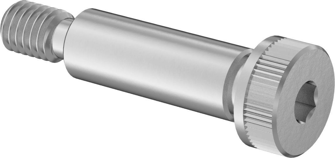 18-8 Paslanmaz Çelik Sol Dişli Omuzlu Vida, 1/2" Omuz Çapı, 1-1/2" Omuz Uzunluğu, 3/8"-16 Diş