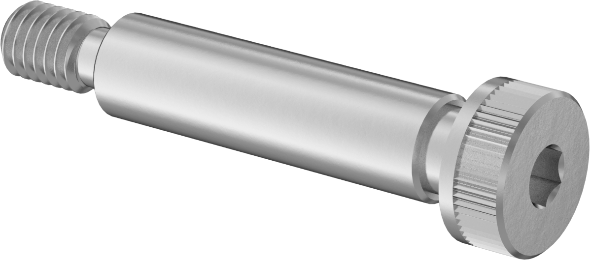 18-8 Paslanmaz Çelik Sol Dişli Omuzlu Vida, 1/2" Omuz Çapı, 2" Omuz Uzunluğu, 3/8"-16 Diş