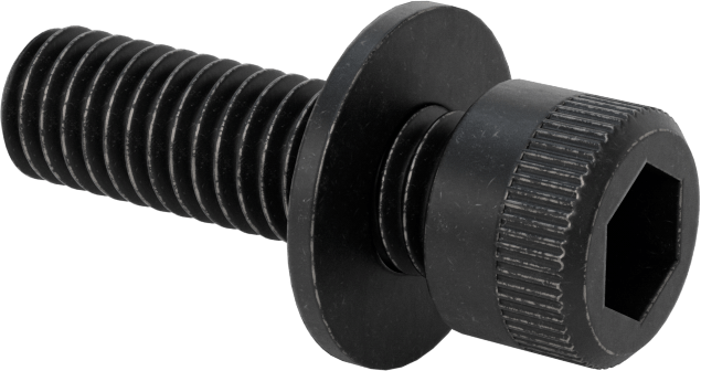 Düz Pullu Soket Başlı Vida, Siyah Oksitli Alaşımlı Çelik, 3/8"-16 Diş Boyutu, 1-1/4" Uzunluk