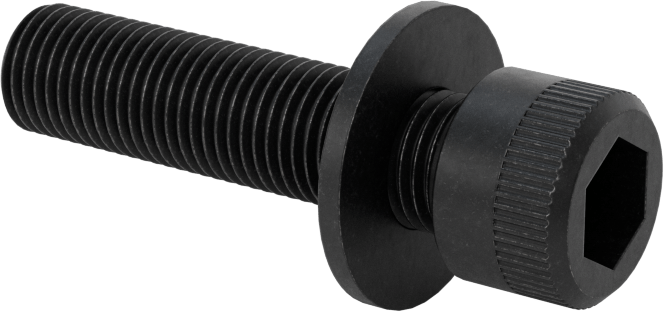 Düz Pullu Soket Başlı Vida, Siyah Oksitli Alaşımlı Çelik, 3/8"-24 Diş Boyutu, 1-1/2" Uzunluk