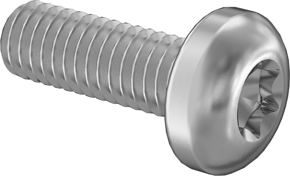 18-8 Paslanmaz Çelik Silindir Başlı Torx Vidalar, M3,5 x 0,60 mm Diş Boyutu, 10 mm Uzunluk
