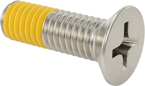 18-8 Paslanmaz Çelik Diş Kilitli Phillips Düz Başlı Vida, M6 x 1 mm Diş Boyutu, 20 mm Uzunluk