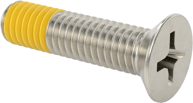 18-8 Paslanmaz Çelik Diş Kilitli Phillips Düz Başlı Vida, M6 x 1 mm Diş Boyutu, 25 mm Uzunluk