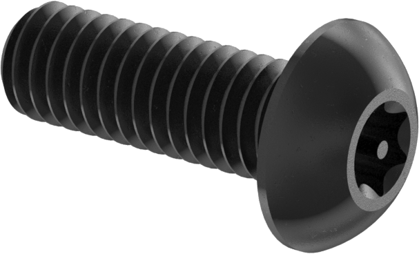 Kurcalamaya Karşı Korumalı Düğme Başlı Torx Vidaları, Siyah Oksitli Alaşımlı Çelik, M4 x 0,70 mm Diş, 12 mm Uzunluk