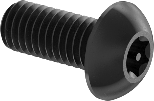 Kurcalamaya Karşı Korumalı Düğme Başlı Torx Vidaları, Siyah Oksitli Alaşımlı Çelik, M5 x 0,80 mm Diş, 12 mm Uzunluk