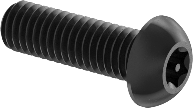 Kurcalamaya Karşı Korumalı Düğme Başlı Torx Vidaları, Siyah Oksitli Alaşımlı Çelik, M6 x 1,00 mm Diş, 20 mm Uzunluk