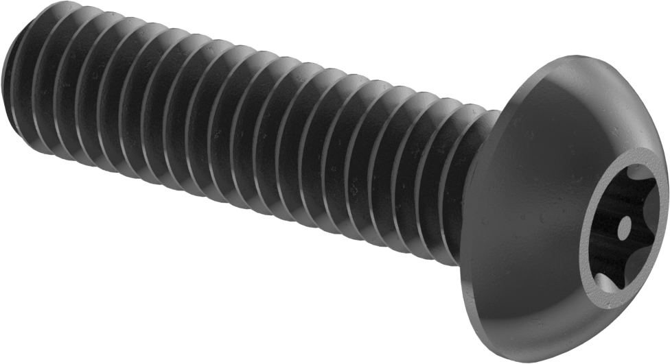 Kurcalamaya Karşı Korumalı Düğme Başlı Torx Vidaları, Siyah Oksit Alaşımlı Çelik, M4 x 0,7 mm Diş, 16 mm Uzunluk
