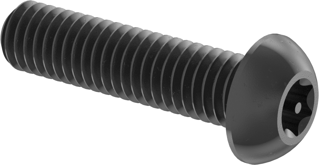 Kurcalamaya Karşı Korumalı Düğme Başlı Torx Vidaları, Siyah Oksit Alaşımlı Çelik, M6 x 1 mm Diş, 25 mm Uzunluk