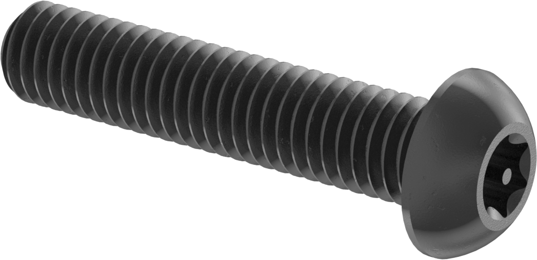 Kurcalamaya Karşı Korumalı Düğme Başlı Torx Vidaları, Siyah Oksit Alaşımlı Çelik, M6 x 1 mm Diş, 30 mm Uzunluk