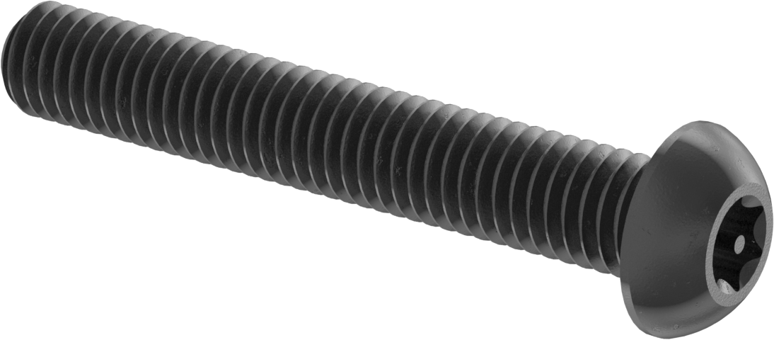 Kurcalamaya Karşı Korumalı Düğme Başlı Torx Vidaları, Siyah Oksit Alaşımlı Çelik, M6 x 1 mm Diş, 40 mm Uzunluk