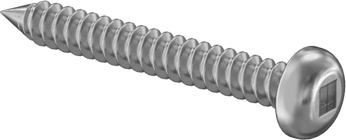 Sac Metal için Kare Tahrikli Yuvarlak Başlı Vidalar, Çinko Kaplı Çelik, 10 Numaralı Boyut, 1-1/2" Uzunluk