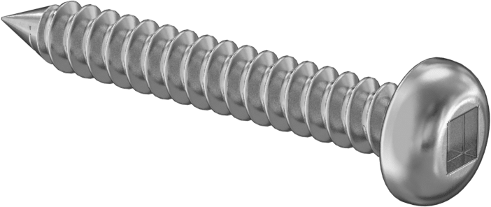 Sac Metal için Kare Tahrikli Yuvarlak Başlı Vidalar, Çinko Kaplı Çelik, 12 Numaralı Boyut, 1-1/2" Uzunluk