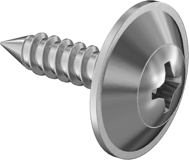 Sac Metal için Pullu Yuvarlak Başlı Vidalar, Krom Kaplı Çelik, Numara 6 Boyut, 5/8" Uzunluk