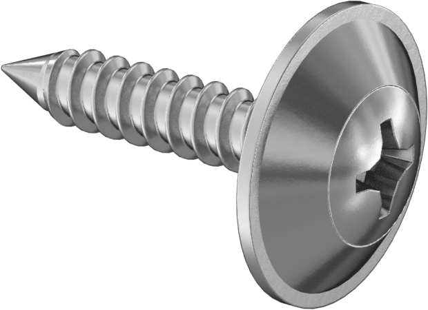 Sac Metal için Pullu Yuvarlak Başlı Vidalar, Krom Kaplı Çelik, Numara 6 Boyut, 3/4" Uzunluk