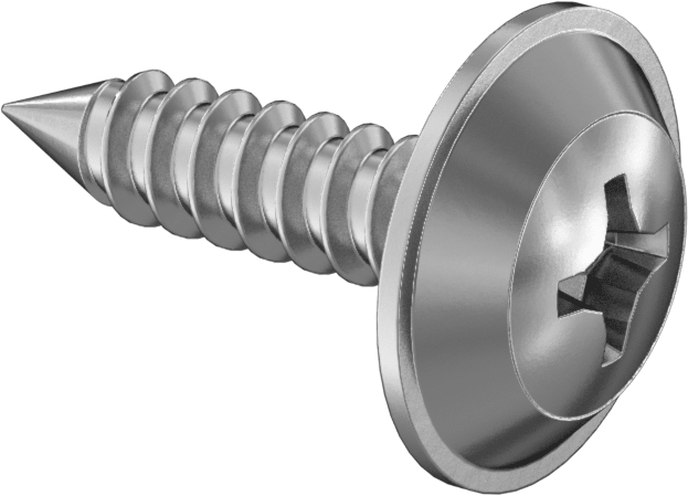 Sac Metal için Pullu Yuvarlak Başlı Vidalar, Krom Kaplı Çelik, Numara 8 Boyut, 3/4" Uzunluk