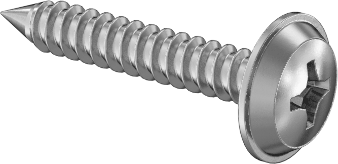 Sac Metal için Pullu Yuvarlak Başlı Vidalar, Krom Kaplı Çelik, 10 Numaralı Boyut, 1-1/4" Uzunluk
