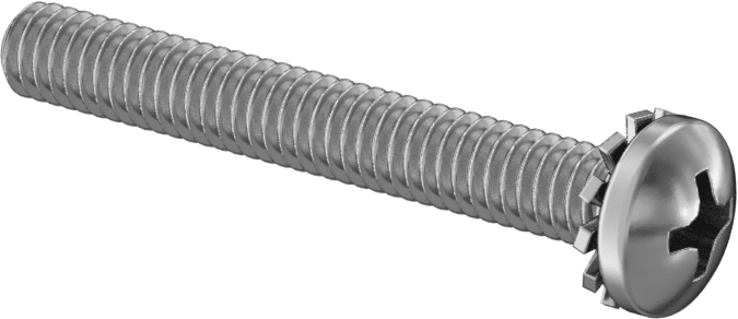 Çelik Silindir Başlı Vidalar, Dış Dişli Kilit Pul ile, 8-32 Diş, 1-1/4" Uzunluk
