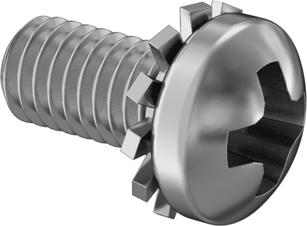 Çelik Silindir Başlı Vidalar, Dış Dişli Kilit Pul, M3 x 0,5 mm Diş, 6 mm Uzunluk
