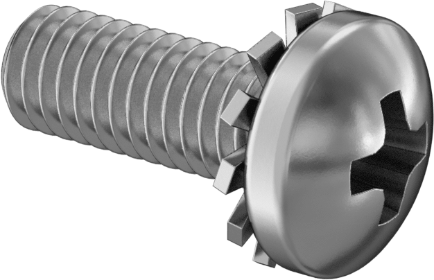 Çelik Silindir Başlı Vidalar, Dış Dişli Kilit Pul ile, M6 x 1 mm Diş, 16 mm Uzunluk