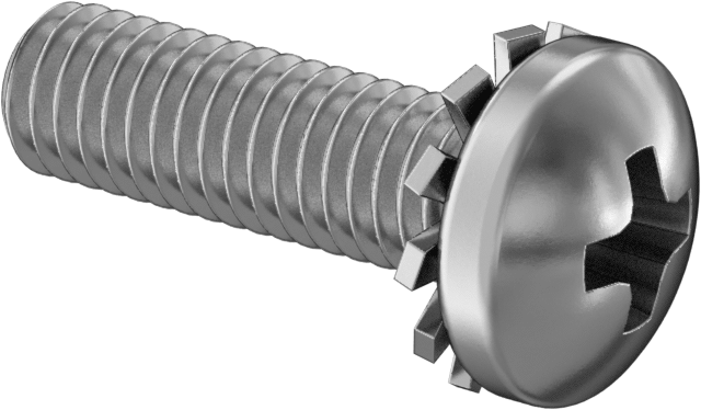 Çelik Silindir Başlı Vidalar, Dış Dişli Kilit Pul ile, M6 x 1 mm Diş, 20 mm Uzunluk