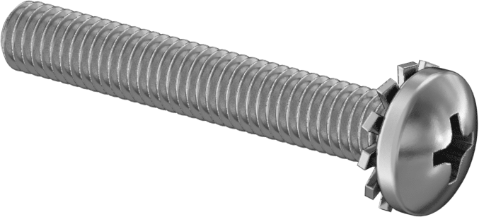 Çelik Silindir Başlı Vidalar, Dış Dişli Kilit Pul ile, 10-32 Diş, 1-1/4" Uzunluk