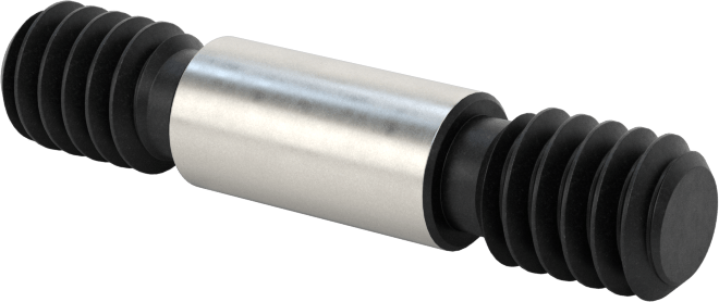 Her İki Ucu Dişli Alaşımlı Çelik Omuzlu Vida, 1/4"-20 Diş Boyutu, 1-1/4" Uzunluk