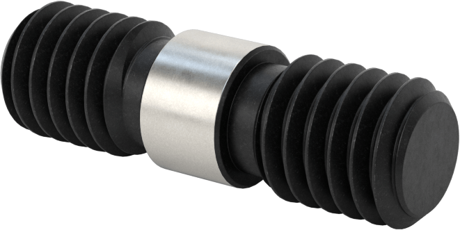 Her İki Ucu Dişli Alaşımlı Çelik Omuzlu Vida, 3/8"-16 Diş Boyutu, 1-1/4" Uzunluk