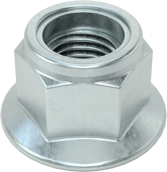 Çinko Kaplı Naylon Ekli Flanş Somunu, Yüksek Mukavemetli Sınıf 10 Çelik, M10 x 1,25 mm Diş Boyutu