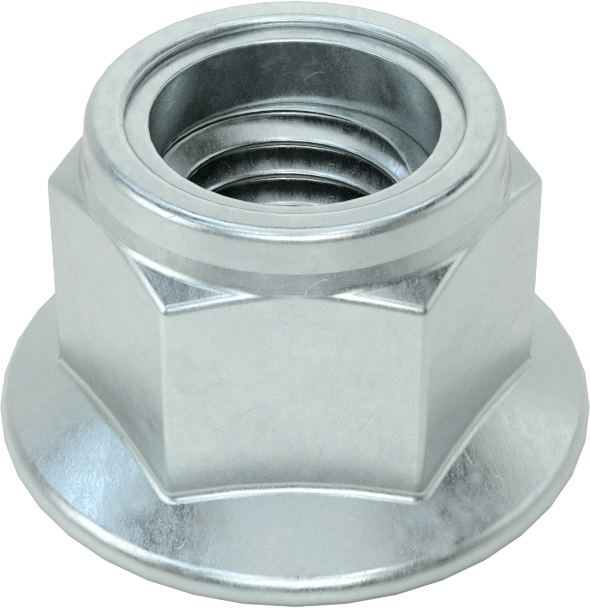 Çinko Kaplı Naylon Ekli Flanş Somunu, Yüksek Mukavemetli Sınıf 10 Çelik, M12 x 1,75 mm Dişli Boyutu