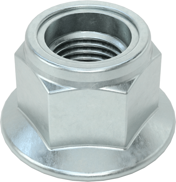 Çinko Kaplı Naylon Ekli Flanş Somunu, Yüksek Mukavemetli Sınıf 10 Çelik, M12 x 1,25 mm Diş Boyutu