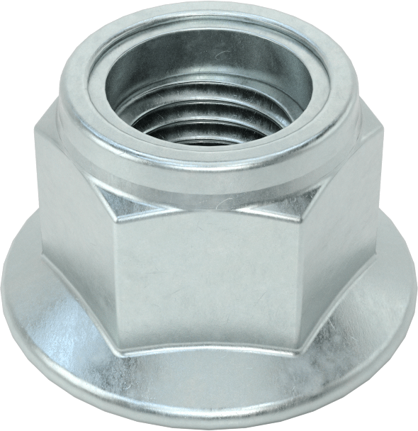 Çinko Kaplı Naylon Ekli Flanş Somunu, Yüksek Mukavemetli Sınıf 10 Çelik, M12 x 1,5 mm Diş Boyutu