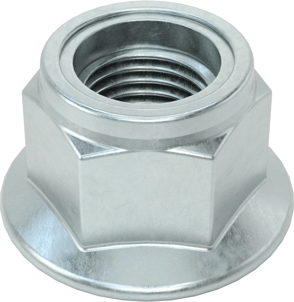 Çinko Kaplı Naylon Ekli Flanş Somunu, Yüksek Mukavemetli Sınıf 10 Çelik, M14 x 1,5 mm Diş Boyutu