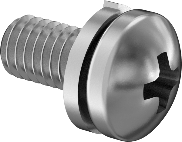 Çinko Kaplı Çelik Silindir Başlı Vidalar, Yarık Kilit Pul ile, M3 x 0,50 mm Dişli Boyutu, 6 mm Uzunluk