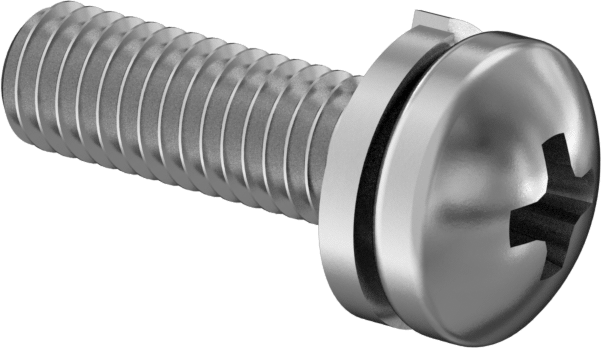 Çinko Kaplı Çelik Silindir Başlı Vidalar, Yarık Kilit Pul ile, M3 x 0,50 mm Diş, 10 mm Uzunluk